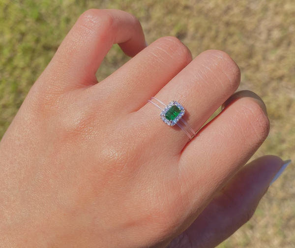 Emerald Cut Floating Ring (Emerald)