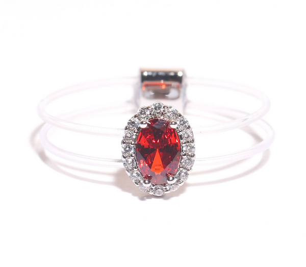 Oval Cut Floating Ring (Garnet)