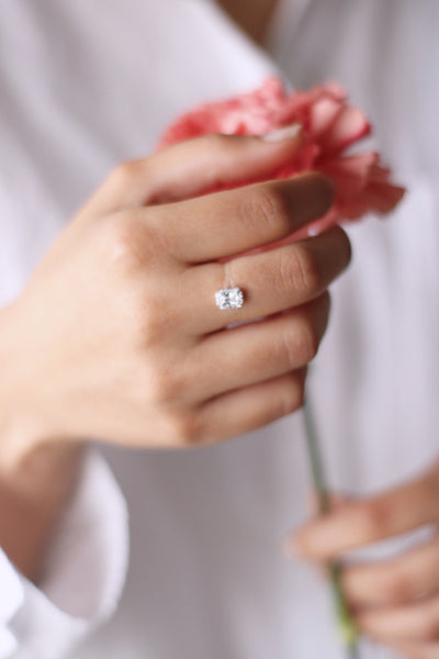 Emerald Cut Floating Ring