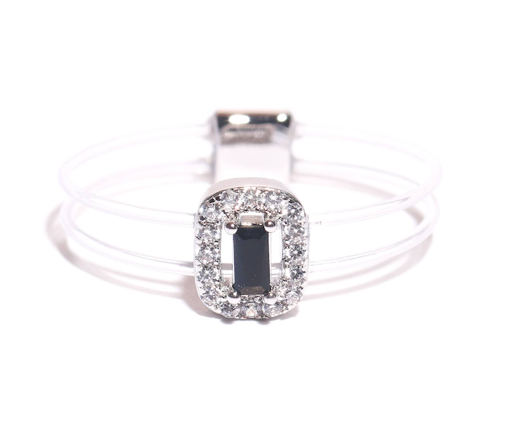 Mini Emerald Cut Floating Ring (Black/Silver)